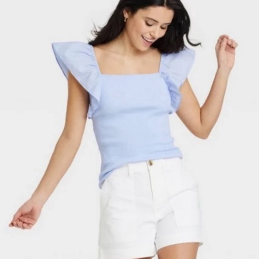 Blue Ruffle Top - a new day